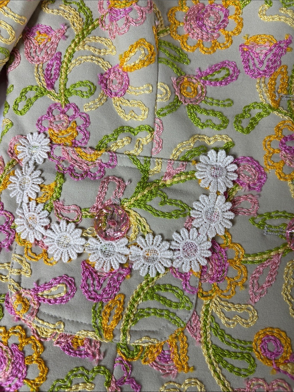 Cynthia Steffe Floral Embroidered Daisy-Trim Jacket Size 6 NWT - Picture 3 of 11